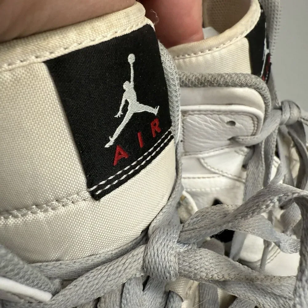 Nike Air Jordan 1 Mid 554724-115 White Black Cement Mens Size 11.5 EUR 45.5 GUC